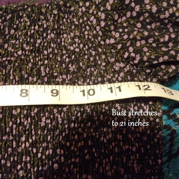 Shein Black Floral Puff Sleeve Smocked Dress L Cottagecore Coquette Feminine - Picture 7 of 10
